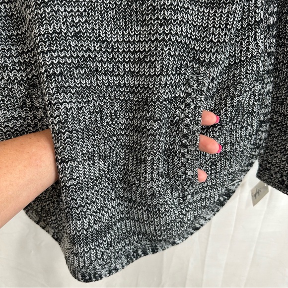 Style & Co Womens Cowl Neck with Buttons Curved Hem Sweater Black Grey Petite S - Picture 6 of 11